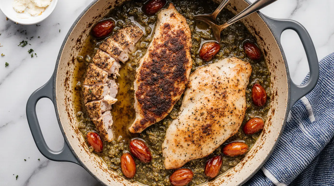 Creamy Pesto Chicken with Roasted Tomatoes