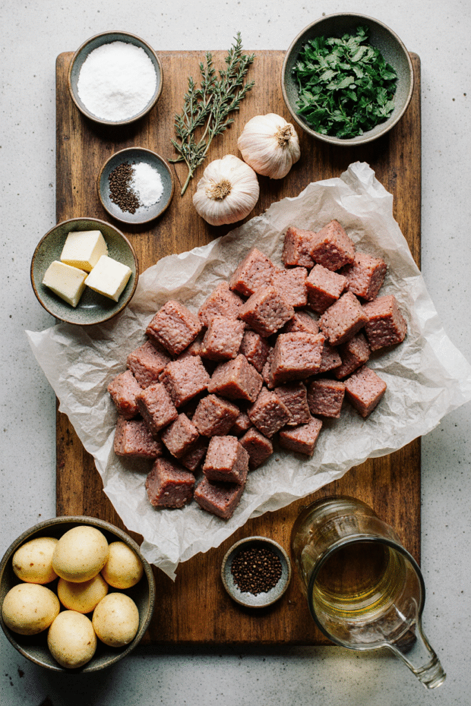 Garlic Steak Bites and Potatoes