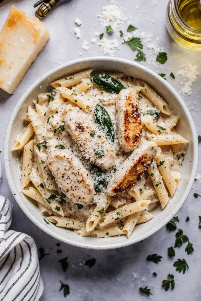 Healthy Garlic Parmesan Chicken Pasta Recipe