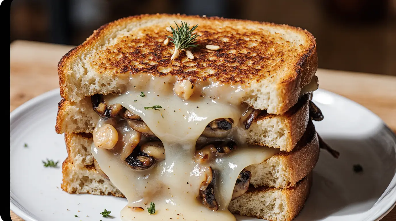 Grilled Cheese with Gouda, Roasted Mushrooms and Onions