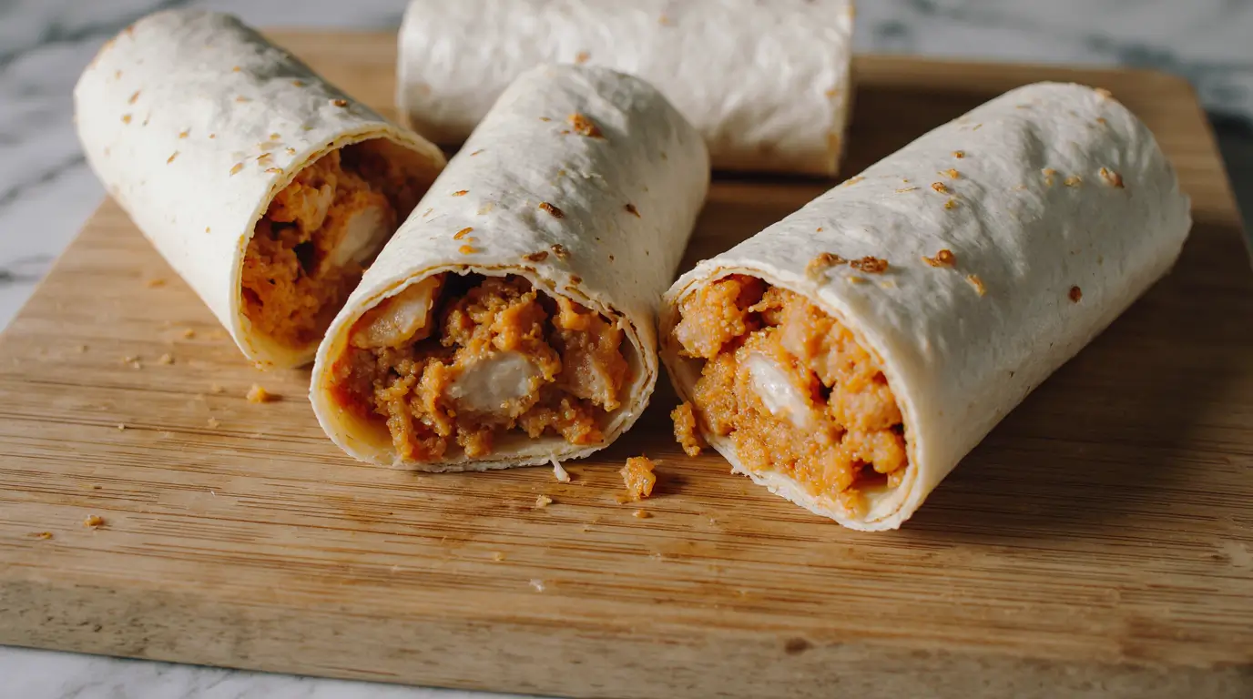 High Protein Cheesy Buffalo Chicken Burritos