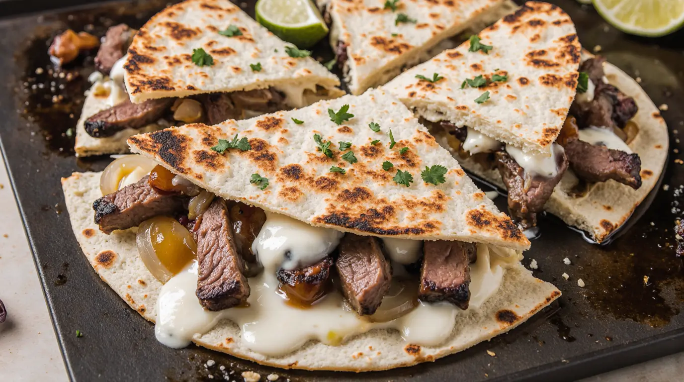 Steak Cheese Quesadillas on Blackstone