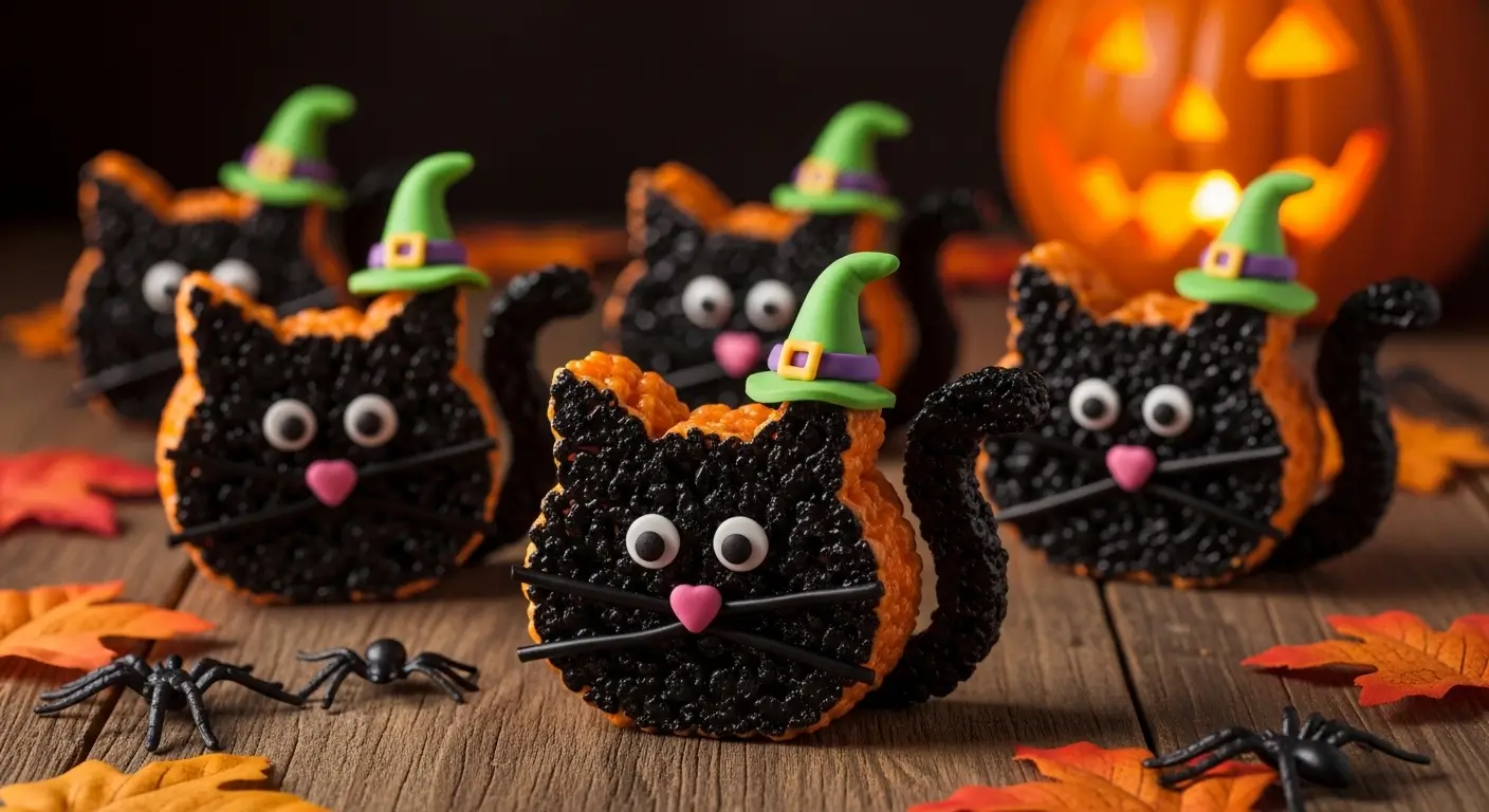 Black Cat Halloween Rice Krispie treats