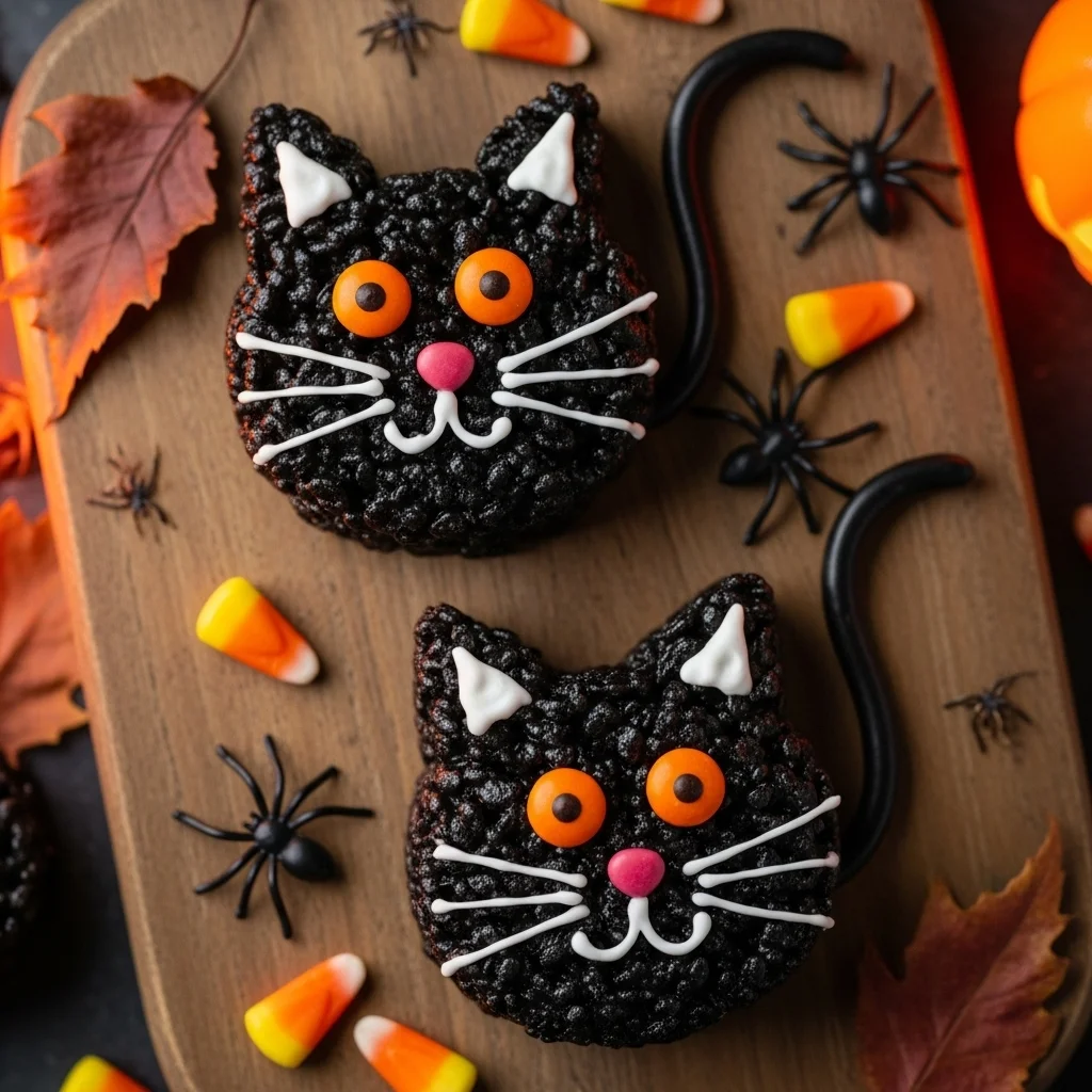 Spooky Black Cat Halloween Rice Krispie Treats