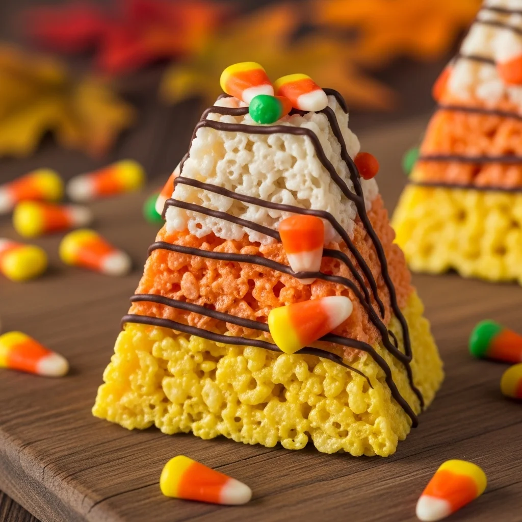 Candy Corn Halloween Rice Krispie Treats