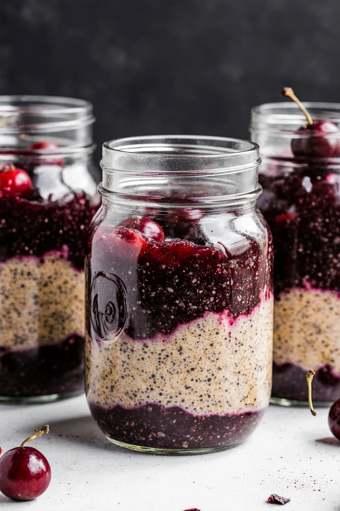 Peanut Butter Cherry Chia Jam Cups