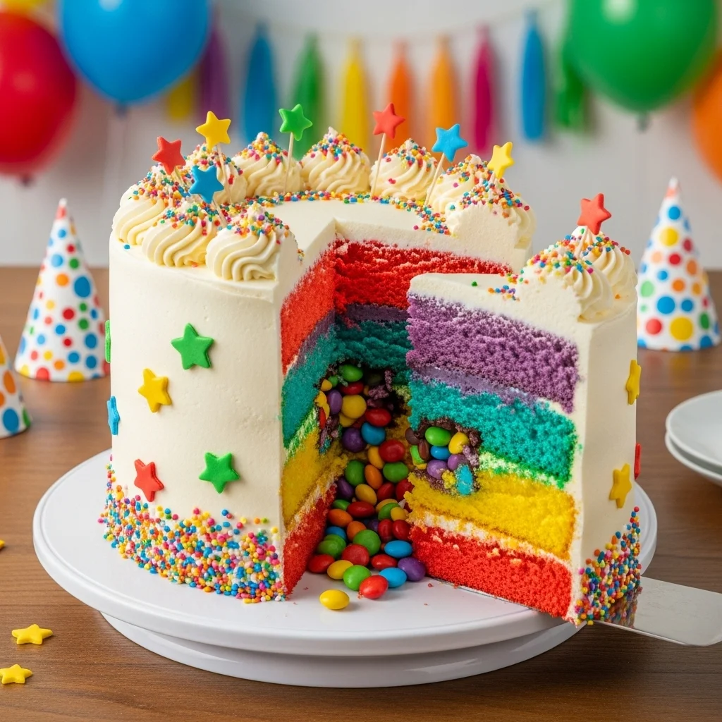 Rainbow Layer Surprise Cake