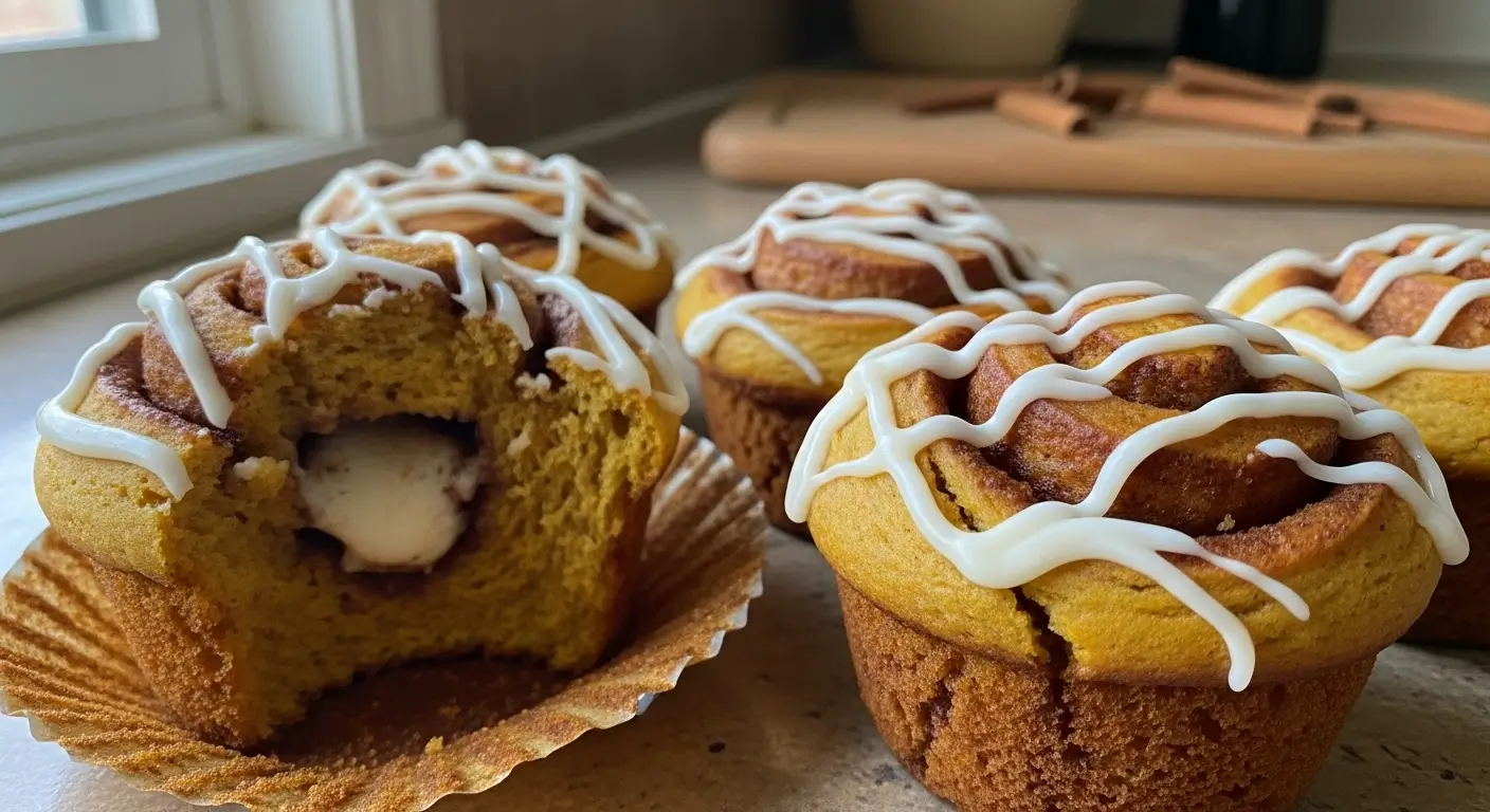 Pumpkin Cinnamon Roll Muffins