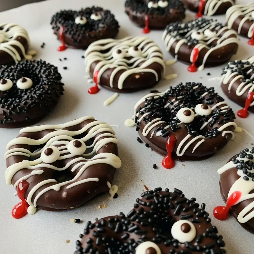 Halloween chocolate covered pretzels