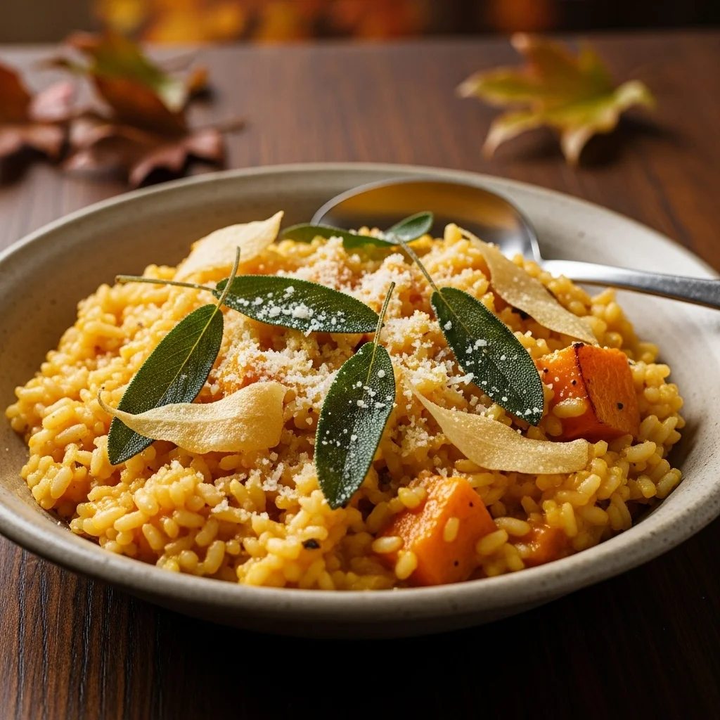 Pumpkin Risotto with Crispy Sage