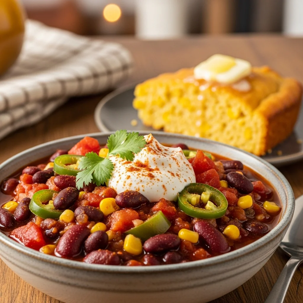 Vegetarian Chili with Cornbread