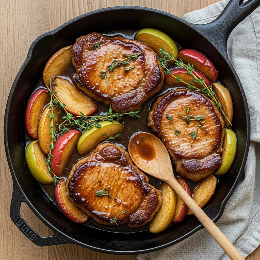 Cider-Braised Pork Chops with Apples