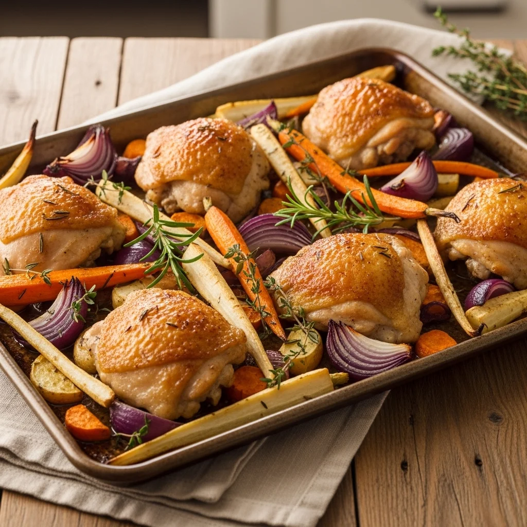 Sheet Pan Chicken Thighs with Root Vegetables