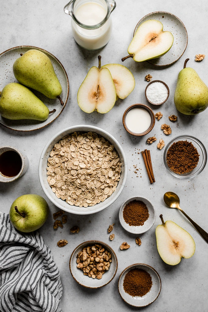 Easy pear and walnut baked oatmeal