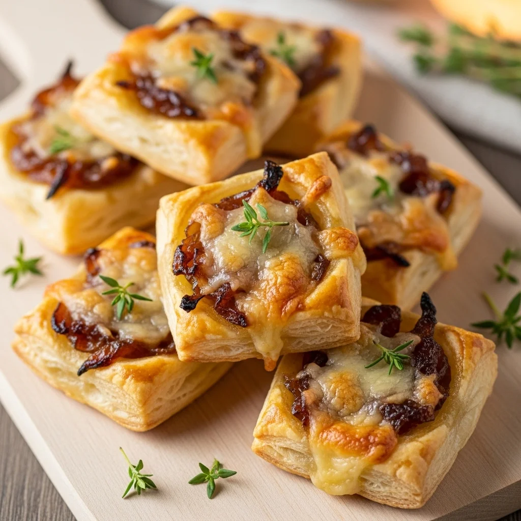 Caramelized Onion and Gruyere Puff Pastry Bites