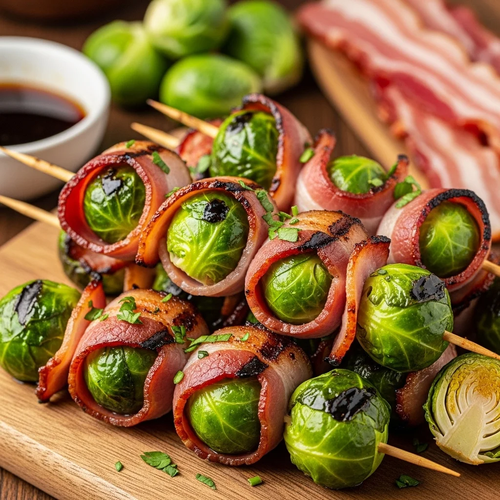 Brussels Sprouts and Bacon Skewers