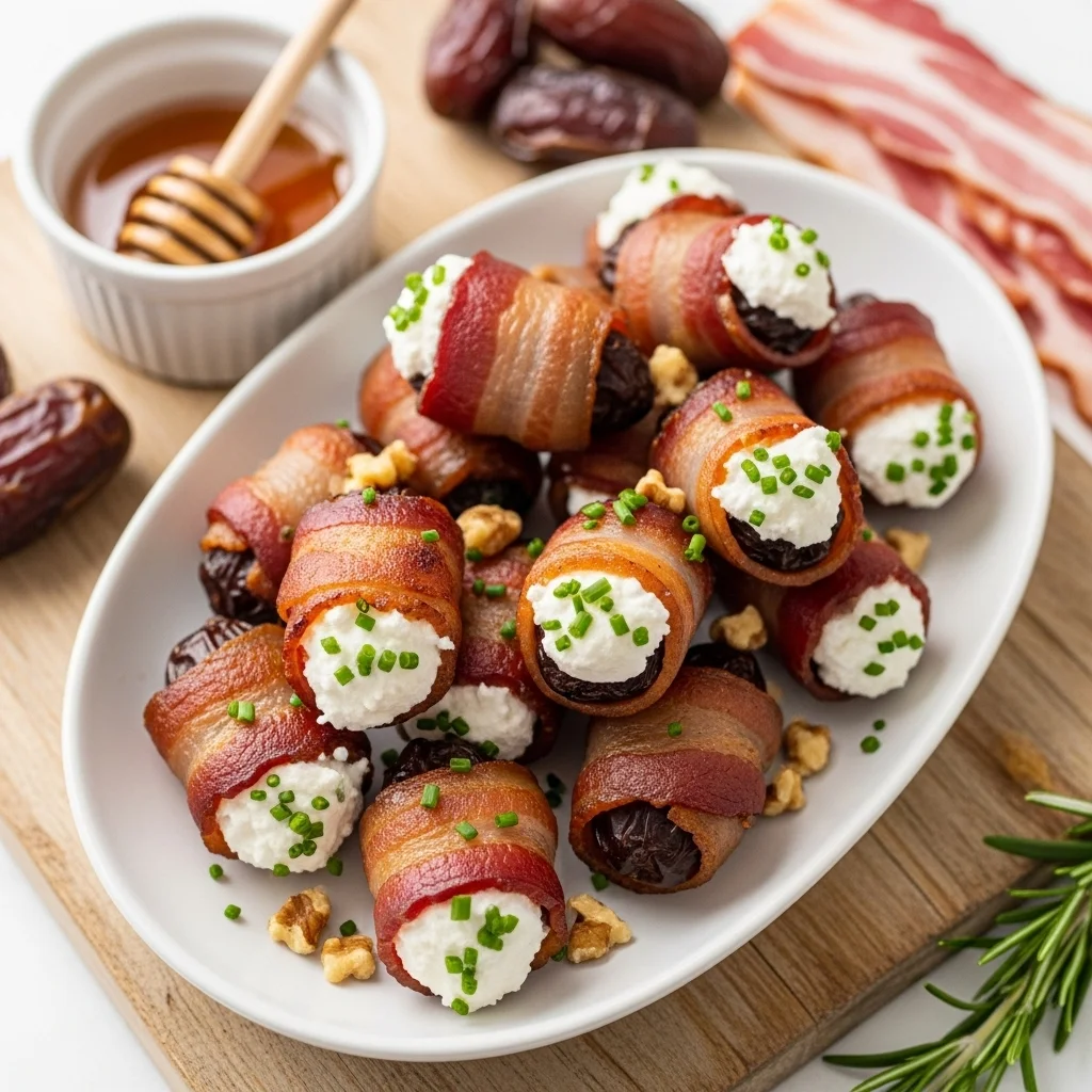 Bacon-Wrapped Dates with Goat Cheese
