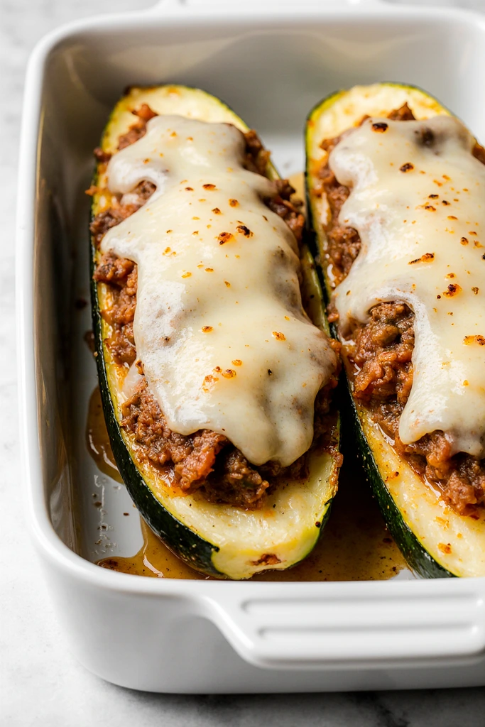 Italian Beef Stuffed Zucchini Boats