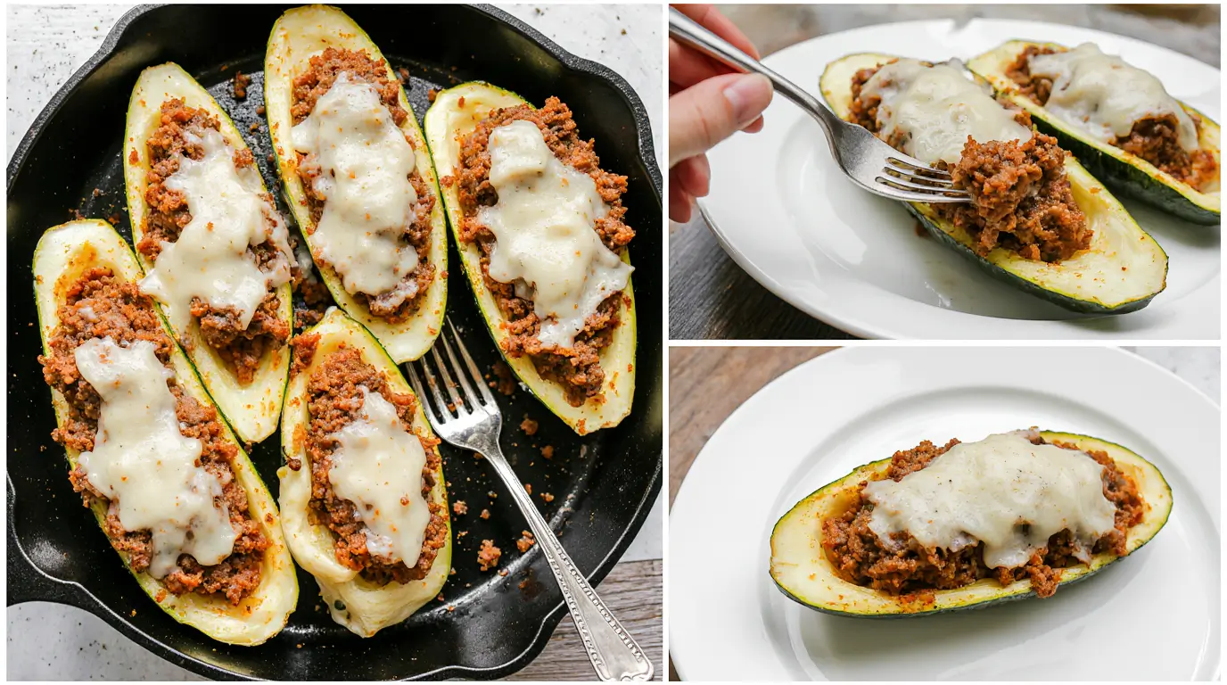 Italian Beef Stuffed Zucchini Boats