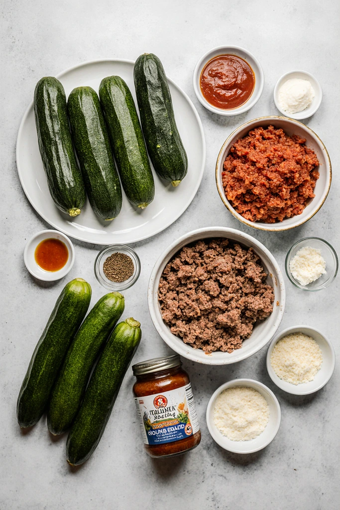 Italian Beef Stuffed Zucchini Boats