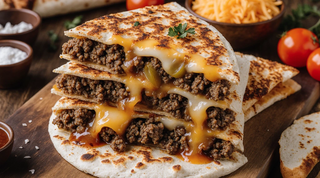 cheesy smashburger quesadilla