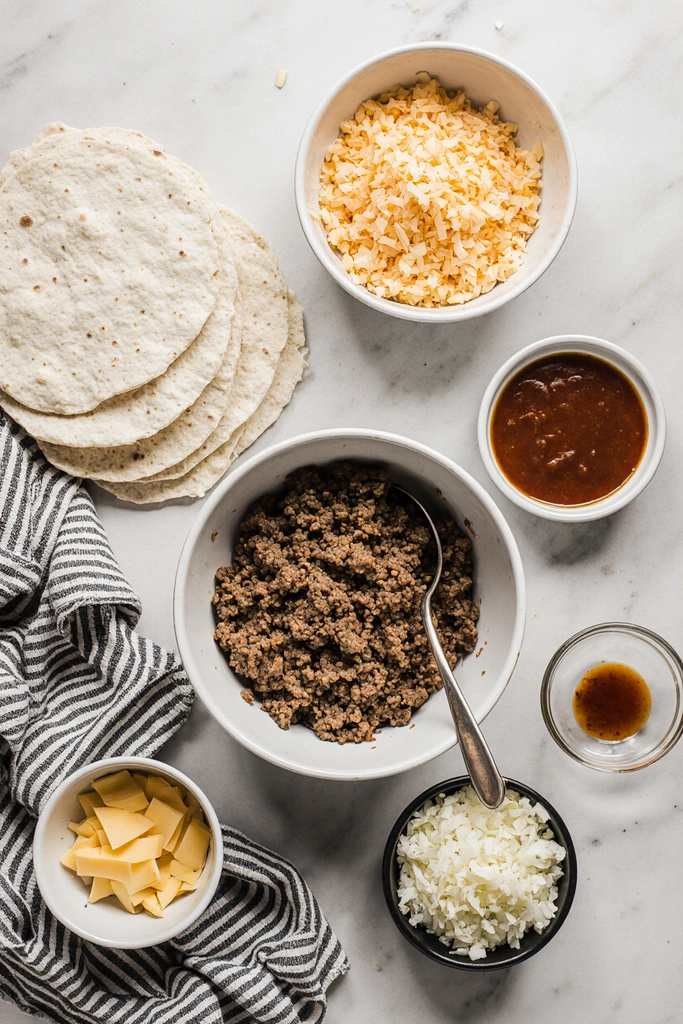cheesy smashburger quesadillas