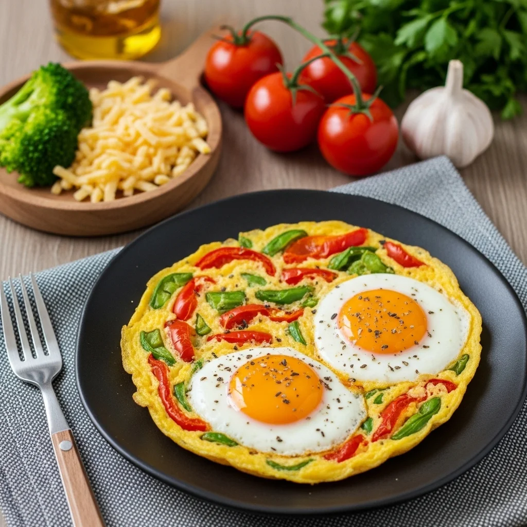 Scrambled Eggs with Cheese and Veggies
