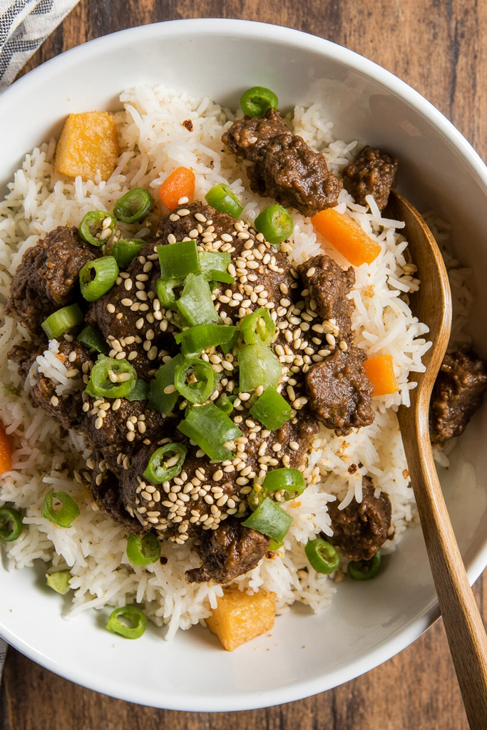 hamburger fried rice Chinese style