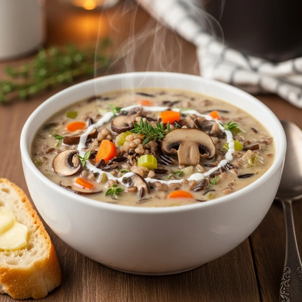Creamy Wild Rice and Mushroom Soup