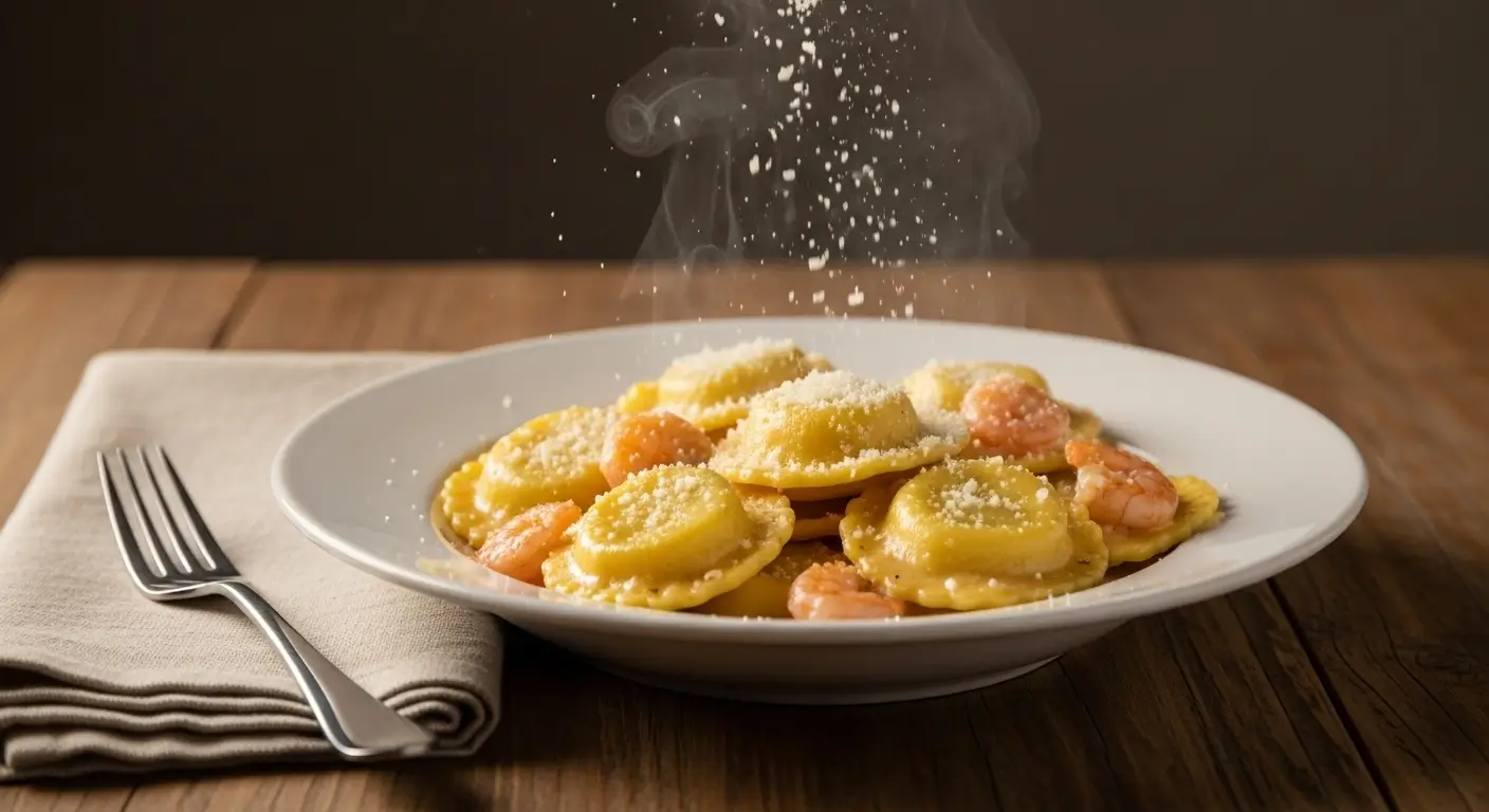 Creamy Cheese Shrimp Ravioli Skillet