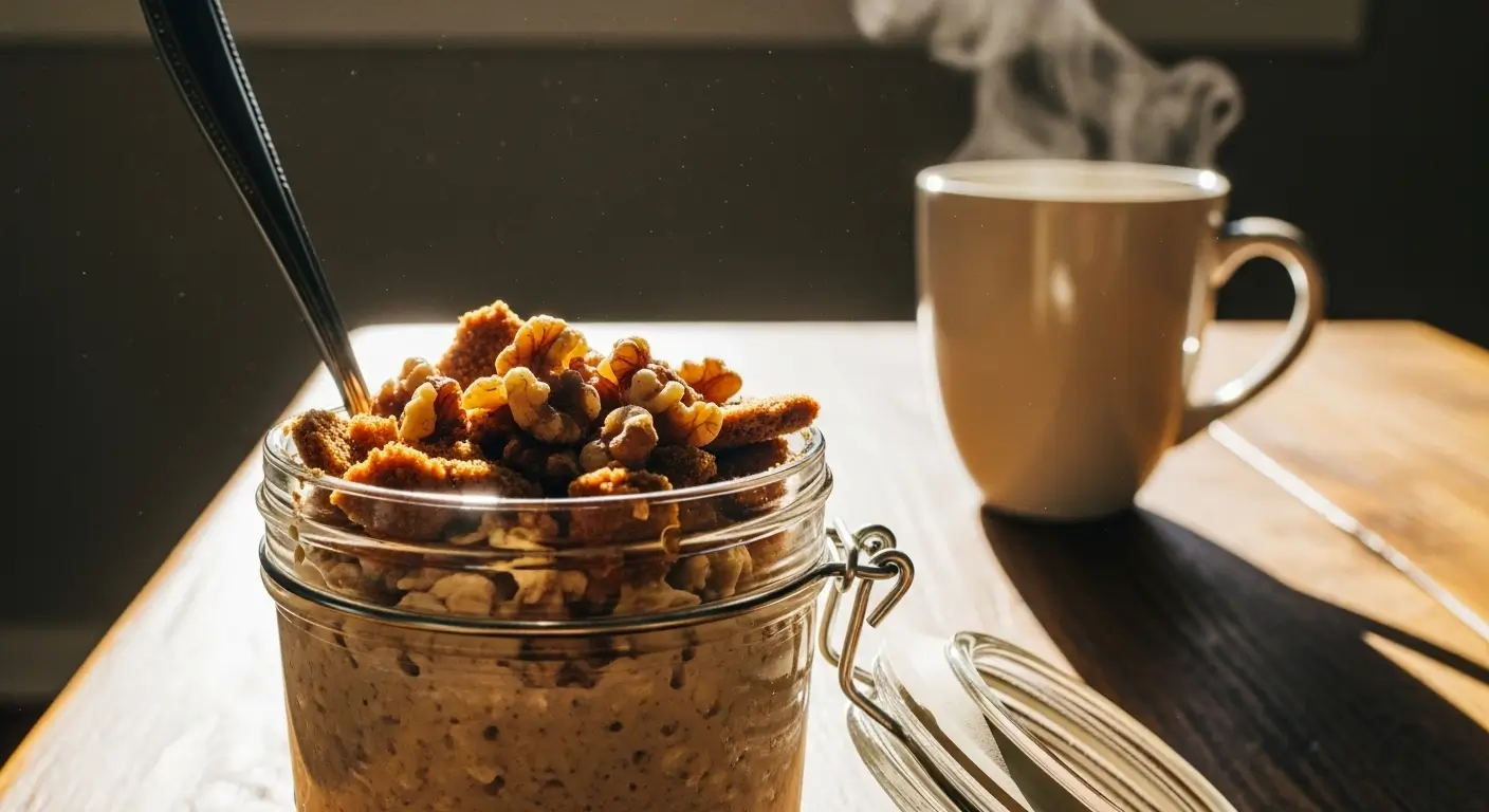 cozy gingerbread protein overnight oats
