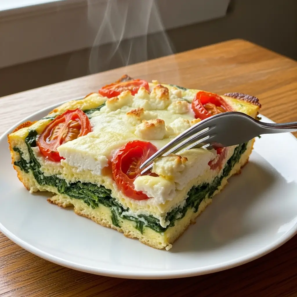 Mediterranean spinach and feta breakfast casserole