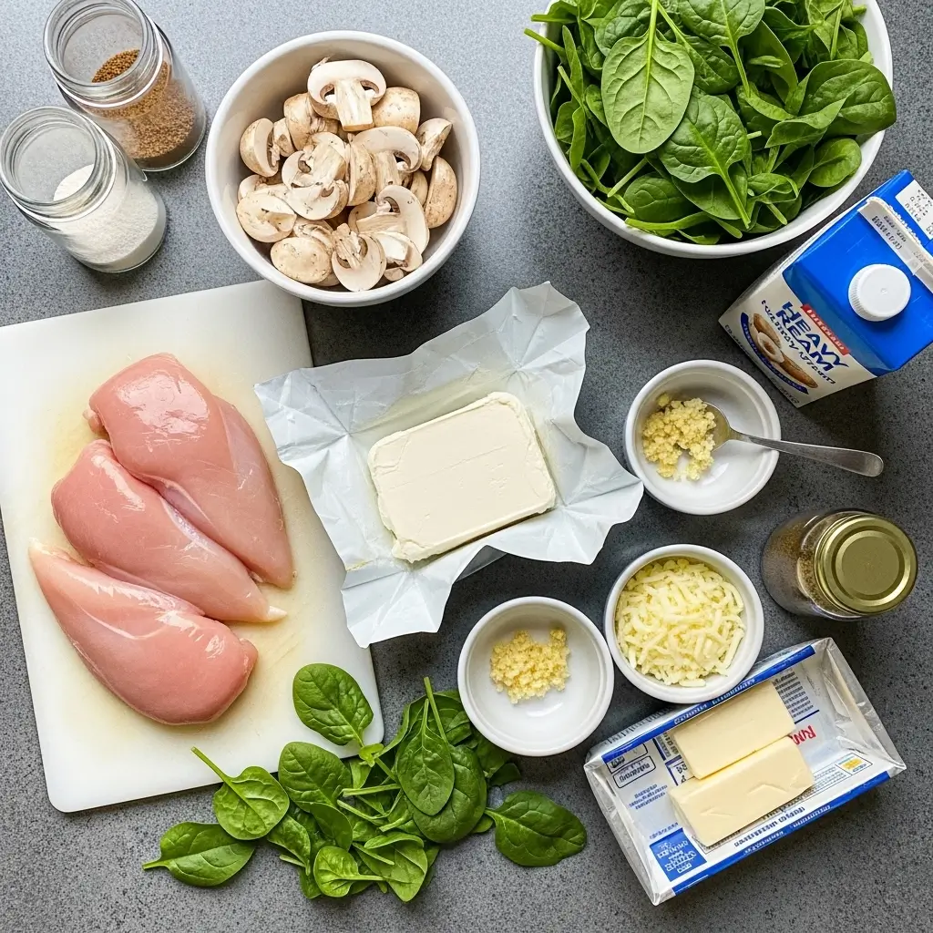 keto garlic mushroom chicken casserole