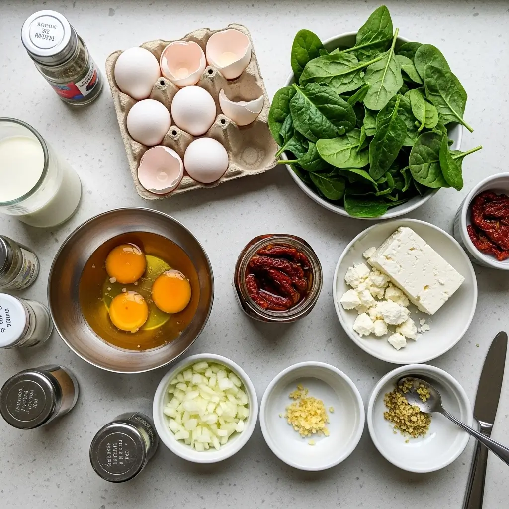  spinach feta and sun-dried tomato egg muffins