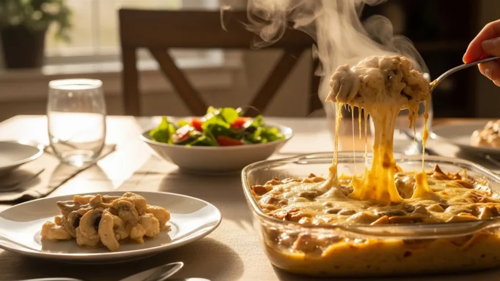 keto garlic mushroom chicken casserole