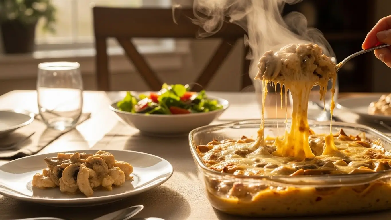 keto garlic mushroom chicken casserole
