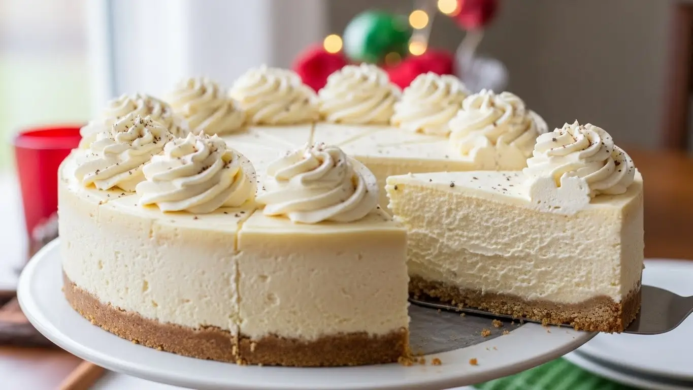 easy eggnog cheesecake