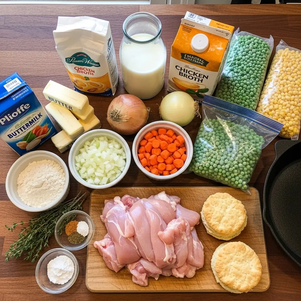 Pioneer Woman chicken pot pie with biscuits