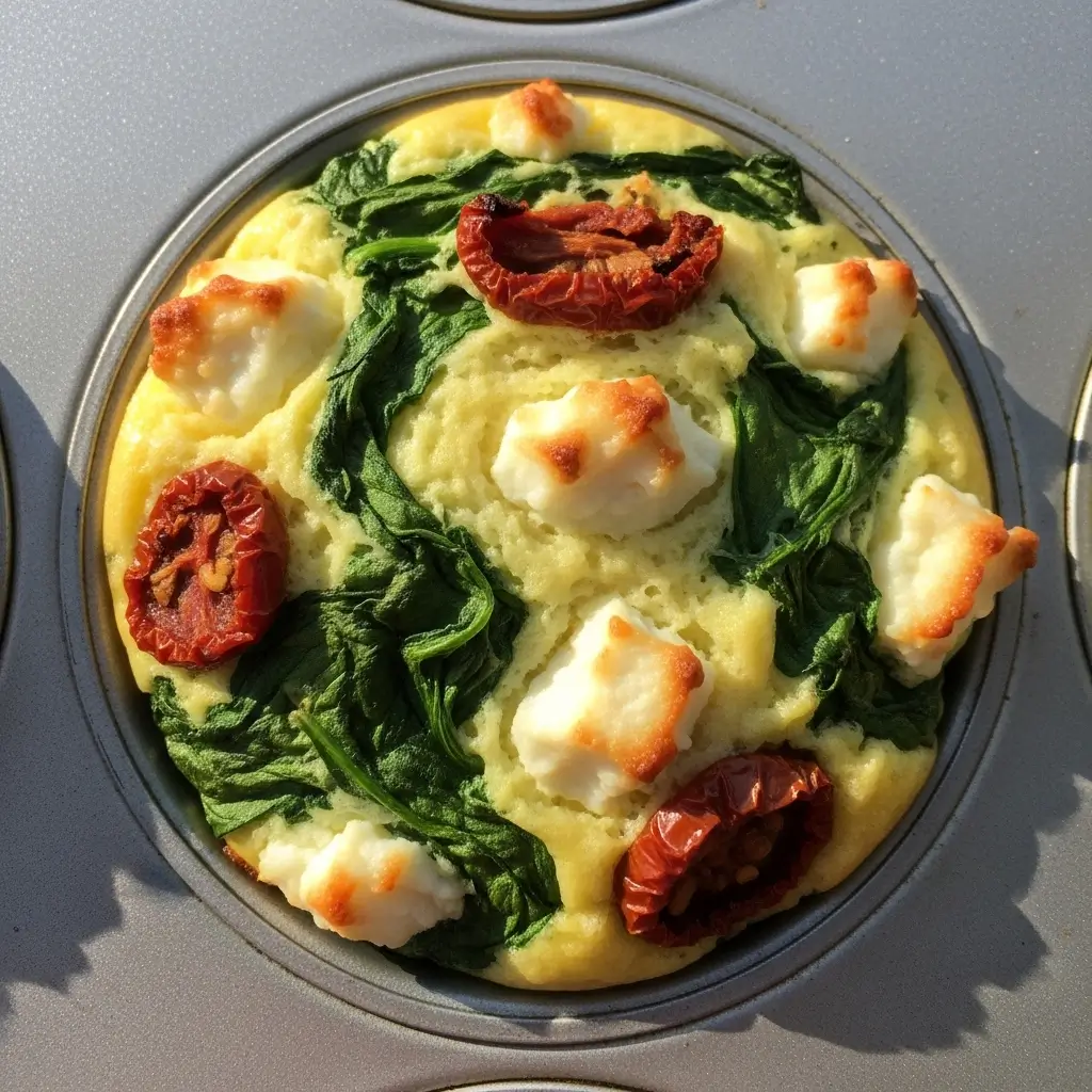  spinach feta and sun-dried tomato egg muffins