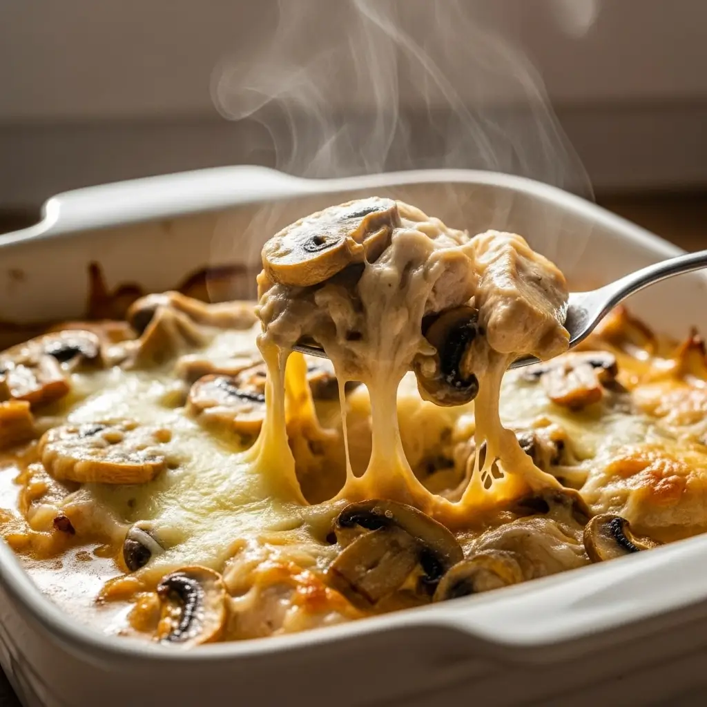 keto garlic mushroom chicken casserole