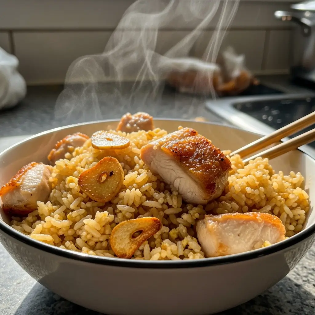 Crispy Garlic Chicken Fried Rice