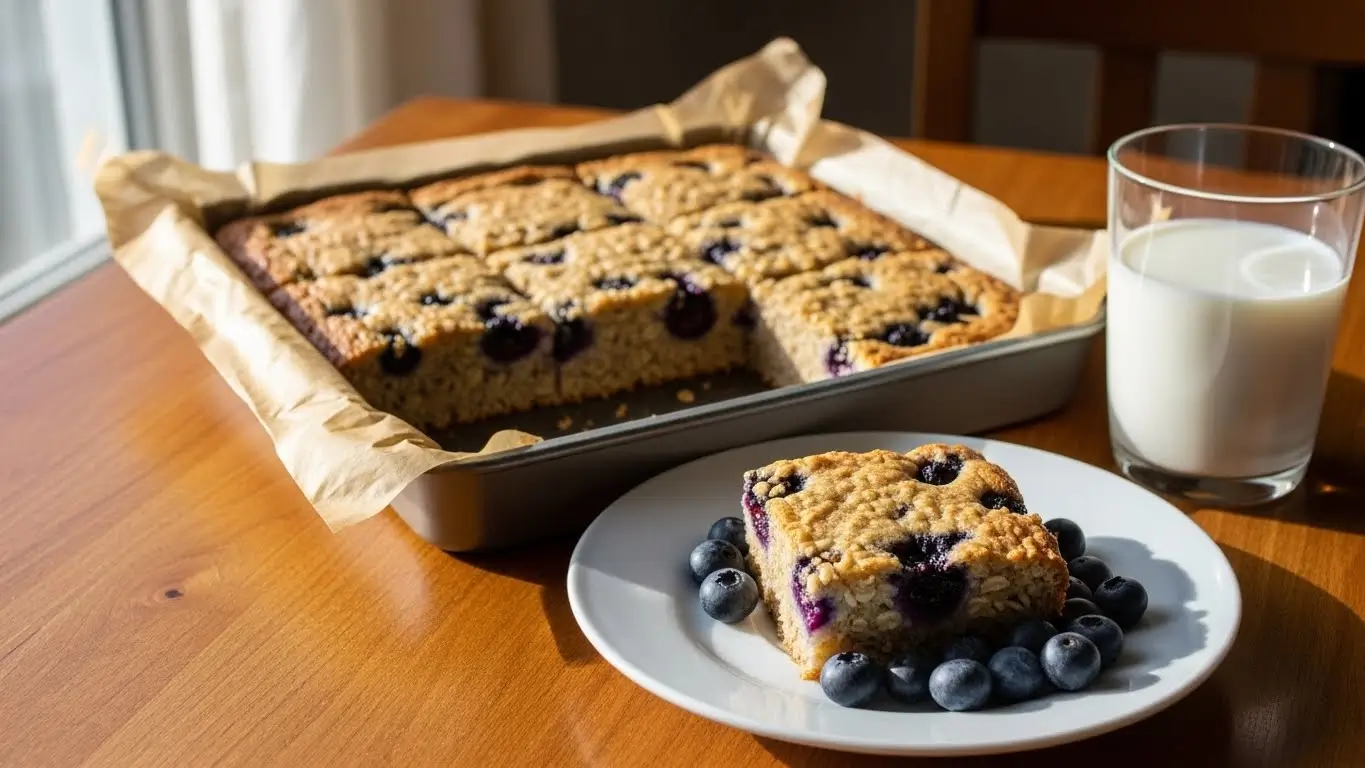 healthy yogurt oat blueberry breakfast cake