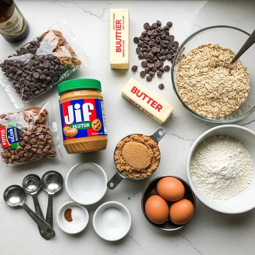 Peanut Butter Oatmeal Chocolate Chip Cookies