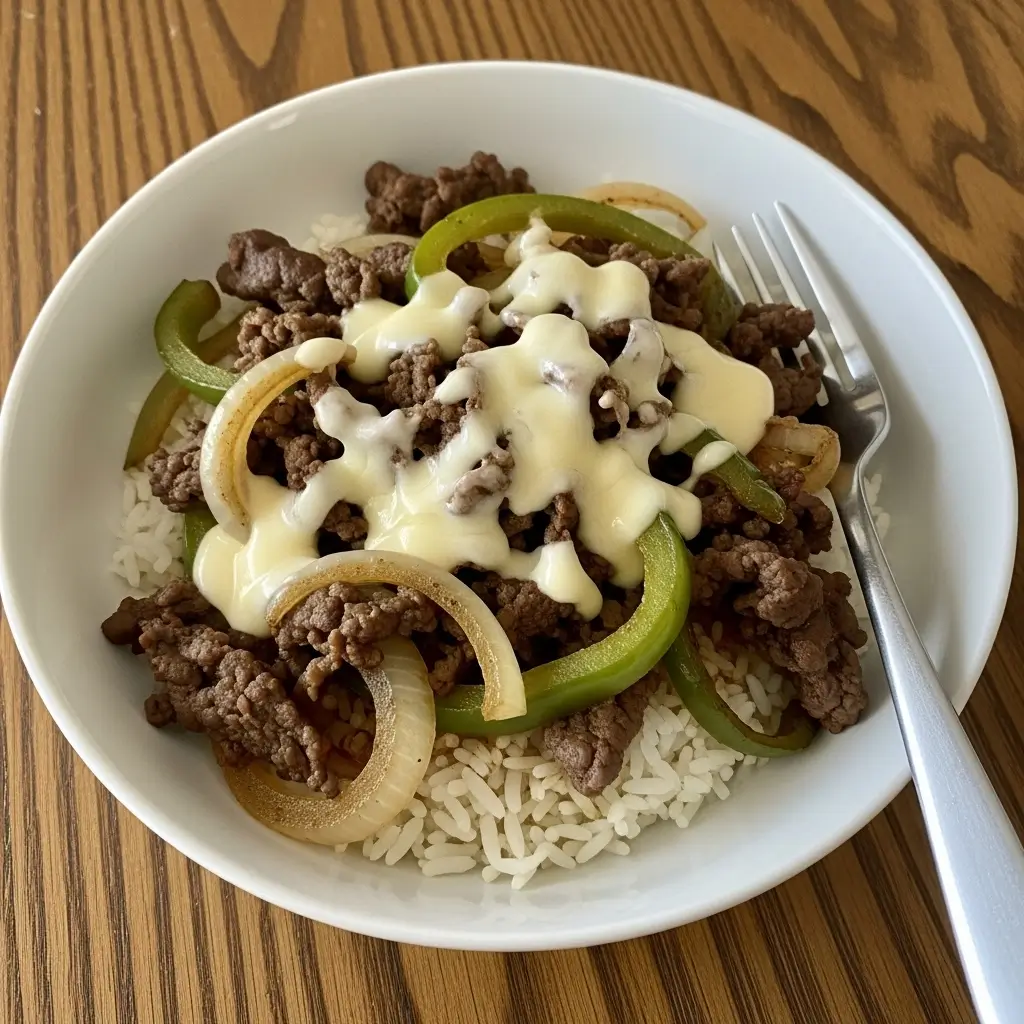Easy cheesesteak and rice
