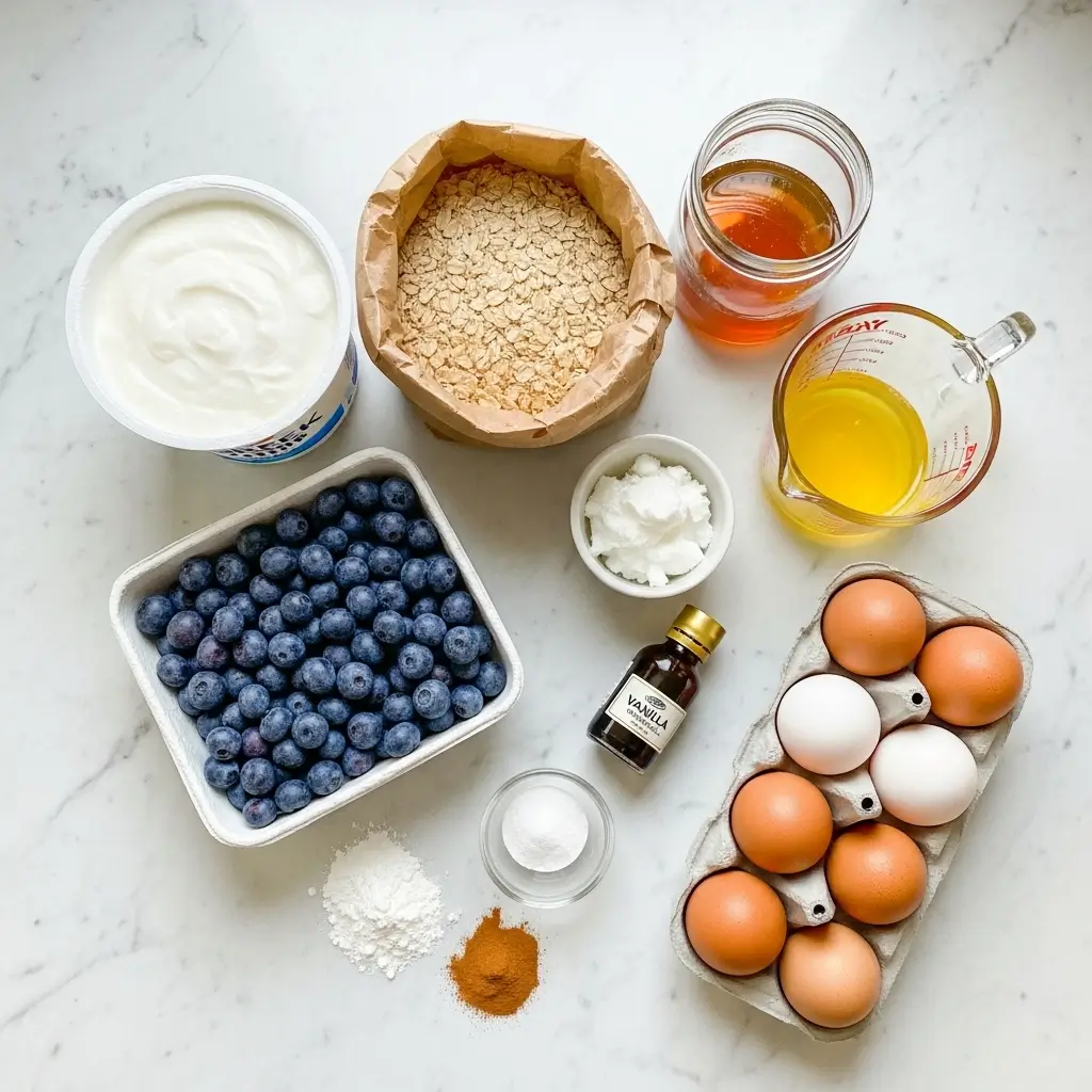 healthy yogurt oat blueberry breakfast cake