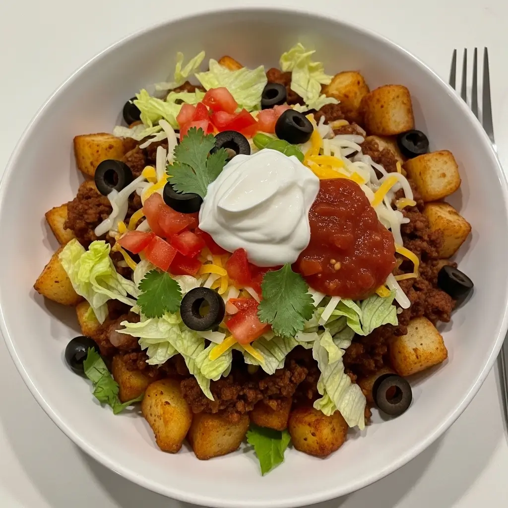 loaded potato taco bowl