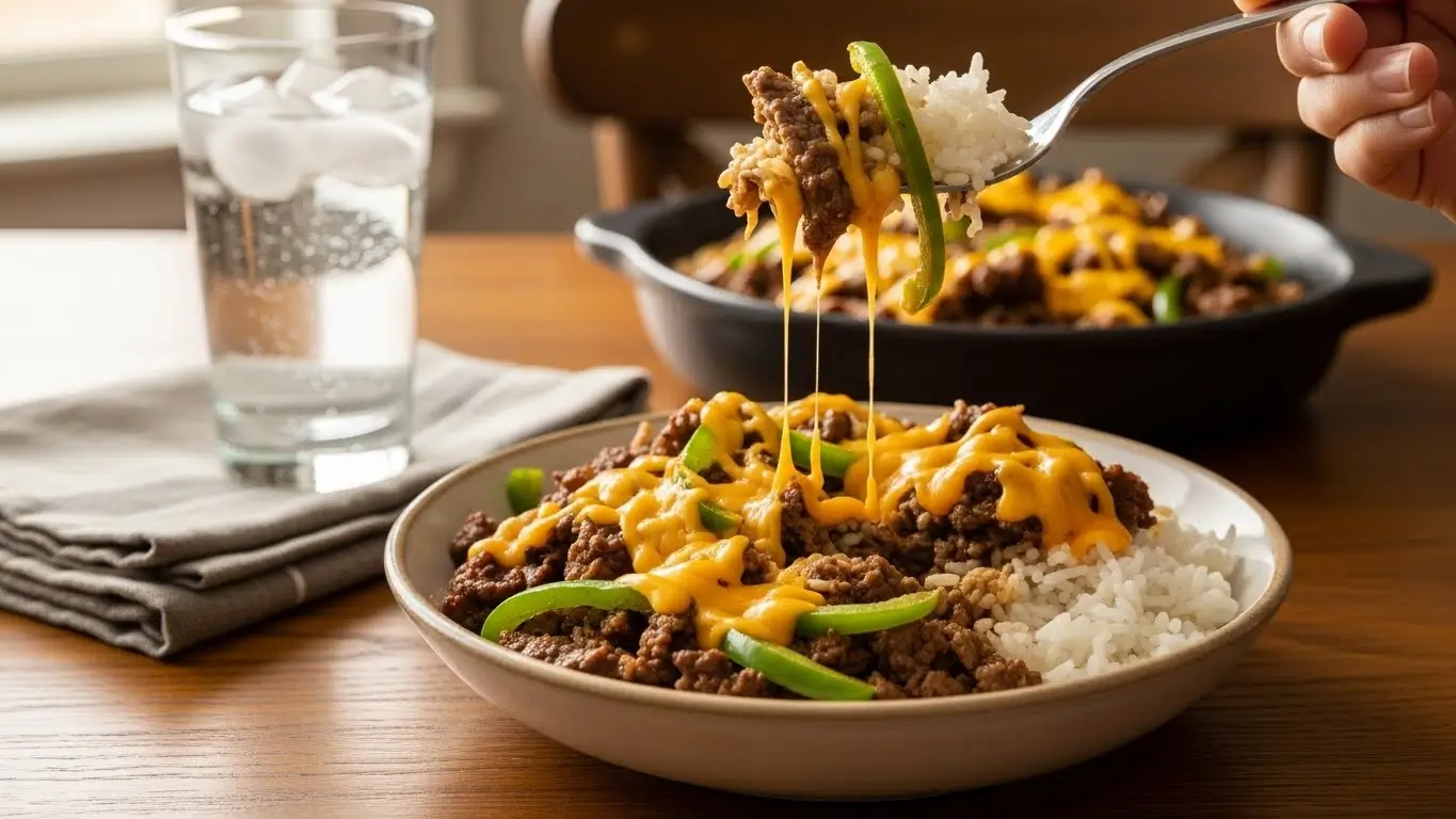 Easy cheesesteak and rice