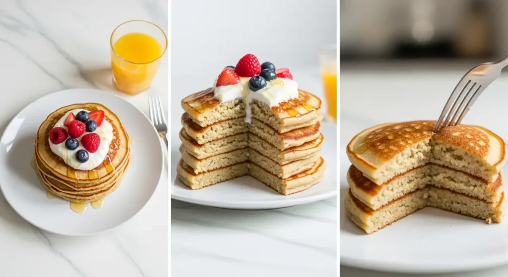 protein powder pancakes with Greek yogurt