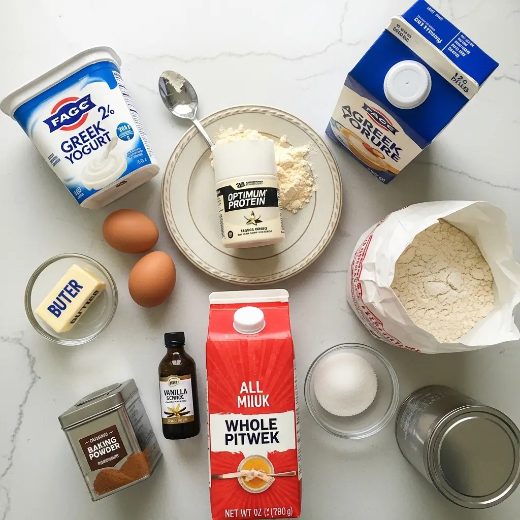 protein powder pancakes with Greek yogurt