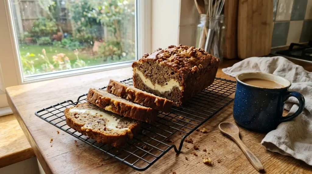 Cream cheese-filled banana bread